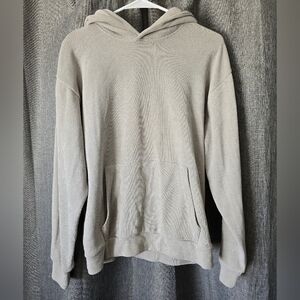 Negative Space Ribbed Hoodie Size Small Beige Cream Sweatshirt Pockets Womens